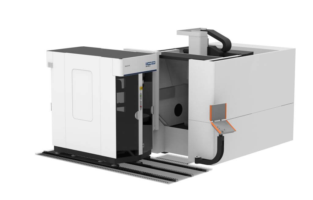 Robot op rail voor front loading